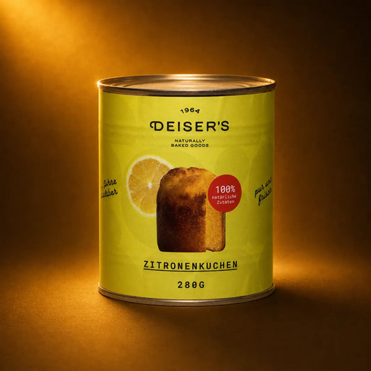 Lecker zitronenkuchen in der dose freigestellt natürliche zutaten