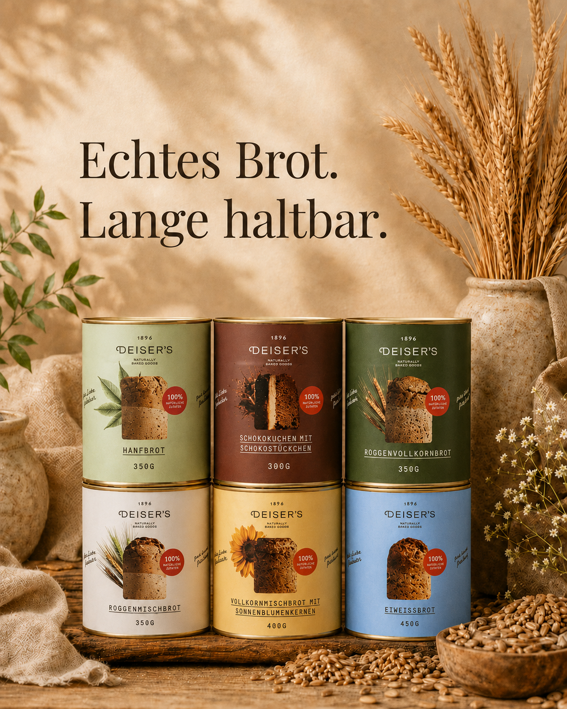 Haltbares Dosenbrot und Dosenkuchen für Notvorrat und Camping